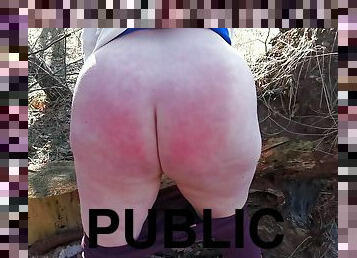 Ass out for hard spanking in public