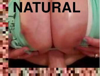 POV Giant natural 44g tits titfuck slamming in bikini top cumshot between boobs (end on my site