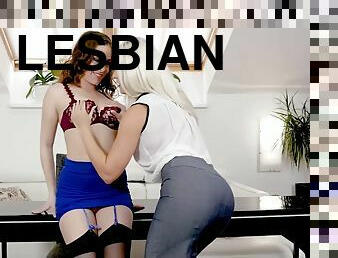 Hot Lesbian Secretaries Nibble Titties And Lick Pussy While The Boss Is Away!