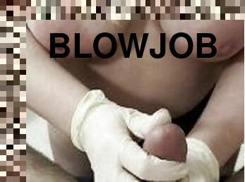 Latex glove blowjob