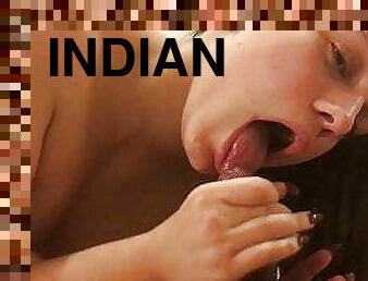 White girl sucks indian dick and drinks his cum
