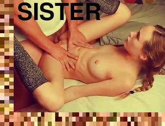 I found a sleeping sister and used her wet pussy! Dirty family sex!