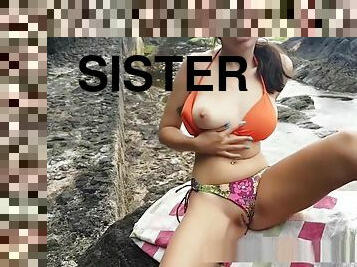 Brother & Teen Step Sister Have Public Sex In Paradise