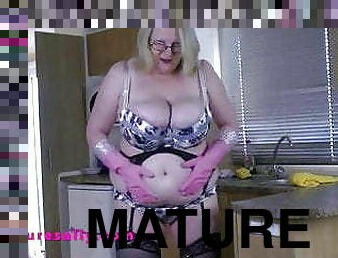Huge tits mature kitchen maid