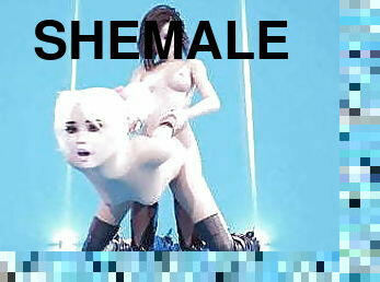 3D Shemale Party - Hot Trannies dancing and having Sex, Futa