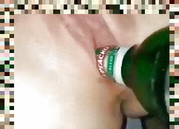 Bulgarian Pussy gets fingered and fucked by Beer Bottle