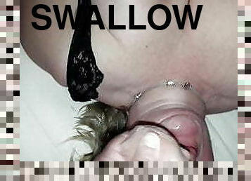 She swallows all the cum