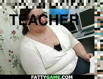 Big belly fat teacher seduces her student into sex