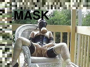 Latex Catsuit &amp; Gas Mask Masturbate