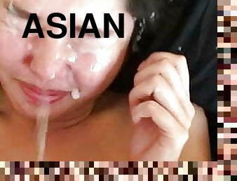 asiatisk, amatør, udløsning, hjemmelavet, synsvinkel, i-ansigtet, sperm, amerikansk, kær