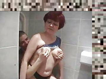 Russian Mom and son in bathroom