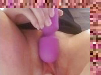 Up Close Pulsating Pussy while Sucking Dildo