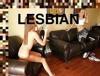 Babes using their iPad to make a home made lesbian sex tape
