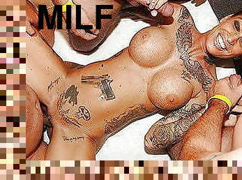 Extreme tattooed milf, rough gangbang