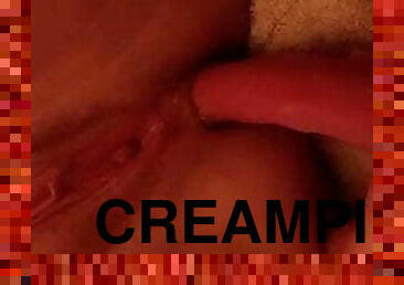 creampie with ass dildo