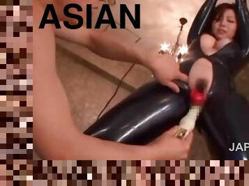 Hot asian sex slave in chains pussy toyed hard