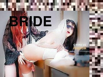 Mistress Domination Sissy Slave in Bride Costume - Chinese Femdom