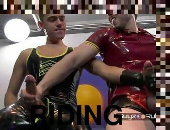 Guyzin2Ruuber with two gay guys in rubber and boots. Jerking each other's huge wet. Huge cum loads.