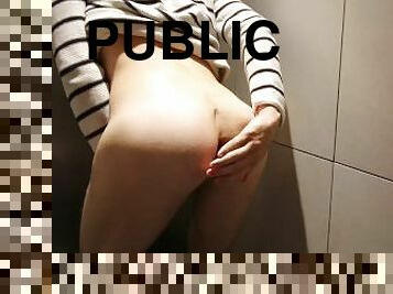 Putting in Butt Plug in Public Toilet :)