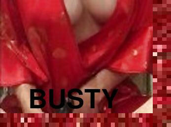 Busty Mistress Mary masturbates while her sub cum hands free from strapon! Full version on Onlyfans