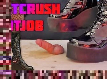 PLATCRUSH Bootjob in Platform Knee Sexy Heels with TamyStarly - (Edited Version) - CBT, Ballbusting
