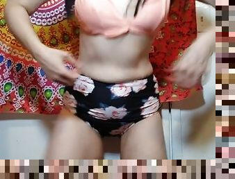 PinkMoonLust Peach Flower Floral Swimsuit Bathing Suit Bikini Try On Clothing Model 2 Piece Egirl
