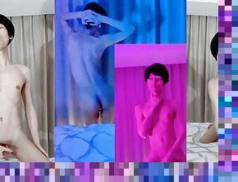 Cute 18 femboy step-brother record nude Tiktok dance, swing his giant dick and jerking off, CHIPI C