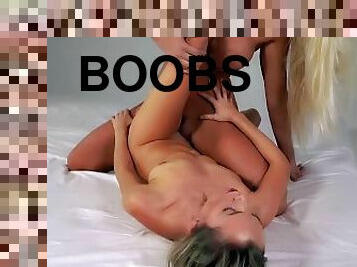 Small Boobs vs Huge tits in a competitive Tribbing Sex Fight
