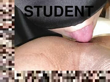 I asked the blindfolded student to lick and clean my asshole
