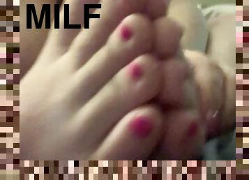 Can I suck my own toes? Perfect pink pedicured feet