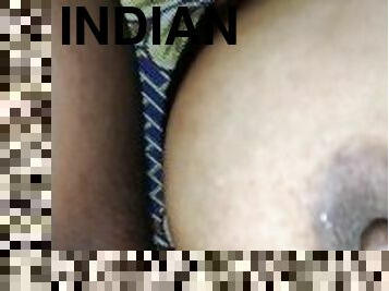 indian milf feeding with her boobs while fucking