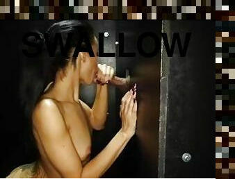 Gia does not waste any cum at the Gloryhole