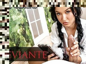 DEVIANTE - Free use of Latina student pussy Asia Vargas spied on in shower and fucked as she studies