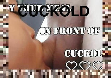 Face precum slapping in front of cuckold