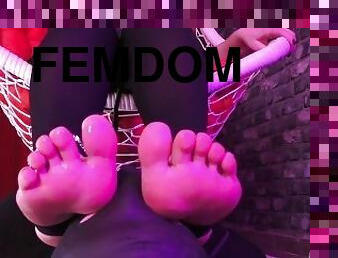 Foot Worship And Foot Gagging Under The Hanging Chair