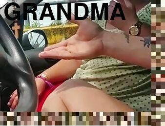 Latina grandma touches my cock