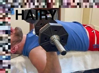 Working out with Hairy Buddy then I see his dick