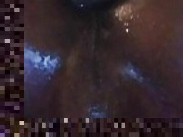 Juicy shaved ebony Asshole on a dildo