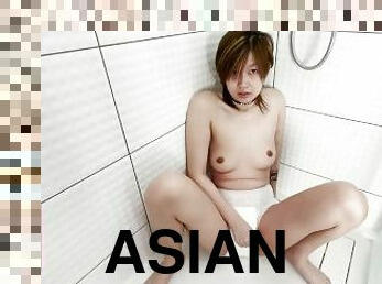 asiatisk, onani, tissende, amatør, teenager, liderlig, toilet, fetish, solo, asiatisk-teenager