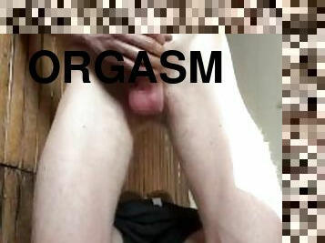Gay Twink jerk off and piss in checking room