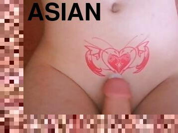 Asian Amateur girl in school uniform riding dildo cum in tummy cowgirl pink hair Anime slut