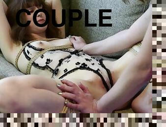 Aussie couple tie up petite teen Luna Lace and cane her in hot impact scene