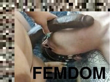 FemDom POV Slave Deepthroating My 10" Strapon