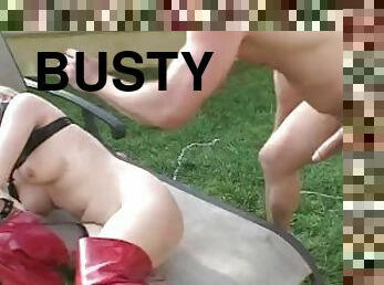 Busty Blonde Teen Sex Slave Having Hardcore Fucked With Her Owner In The Park