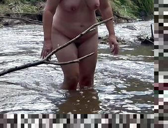 Public Nude Adventures Flooding River Handjob