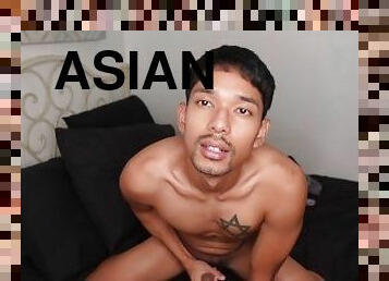 asiático, masturbação, tiro-ao-alvo, gay, gozando, engraçado, sozinho, gay-adolescente