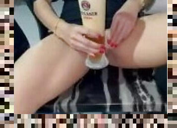 lick pussy show you how to drink a german wheat beer with girl's sexy pussy rub clit ice cold glas