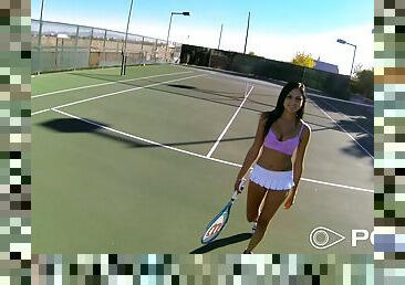 Tennis coach shoots POV footage of him fucking his hot client