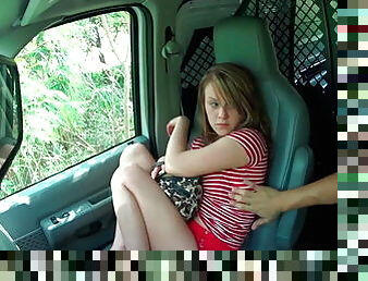 Tiny teenager resists forceful sex in car