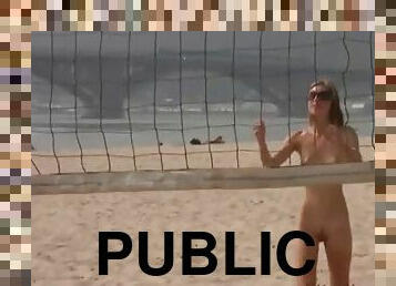 nudist, öffentliche, strand